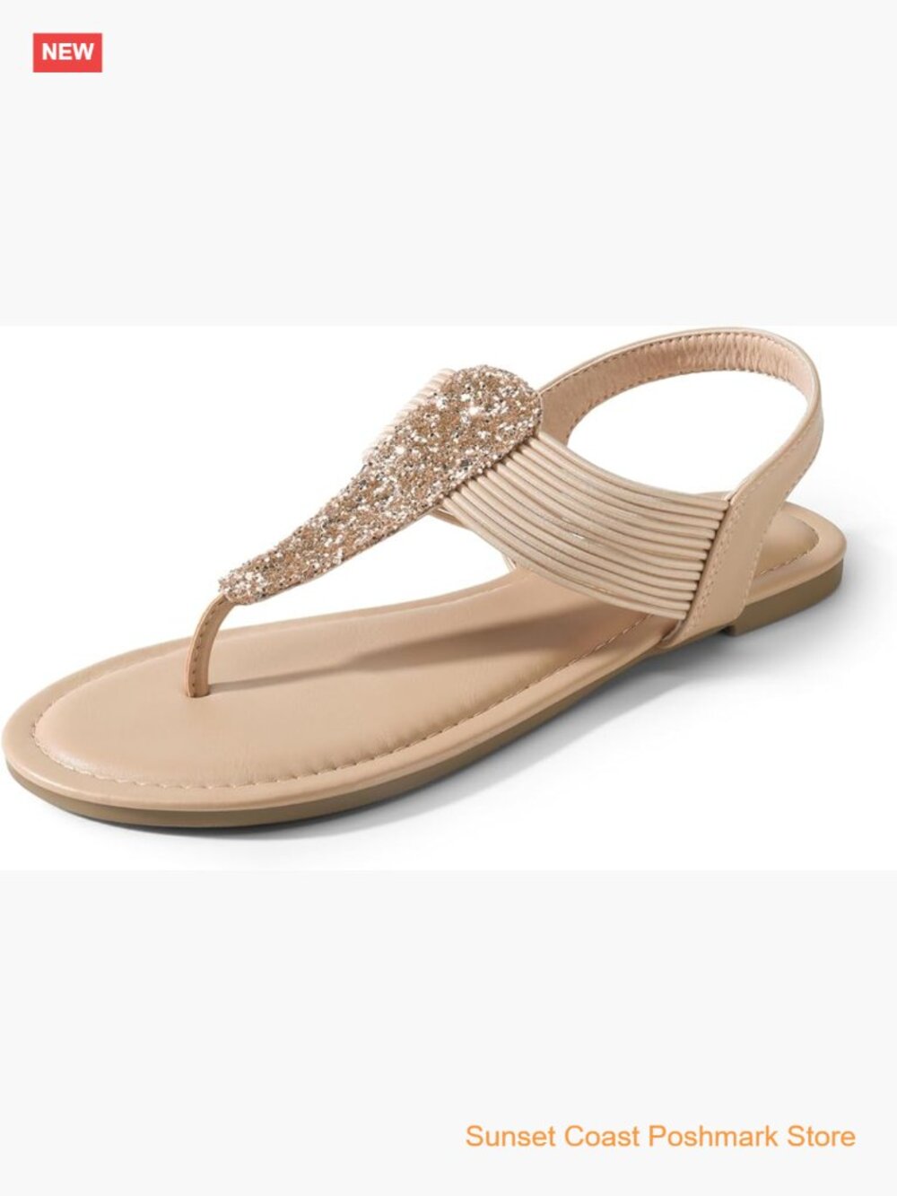 Rhinestone Gladiator Sandals Elastic Strappy Thong Flat
